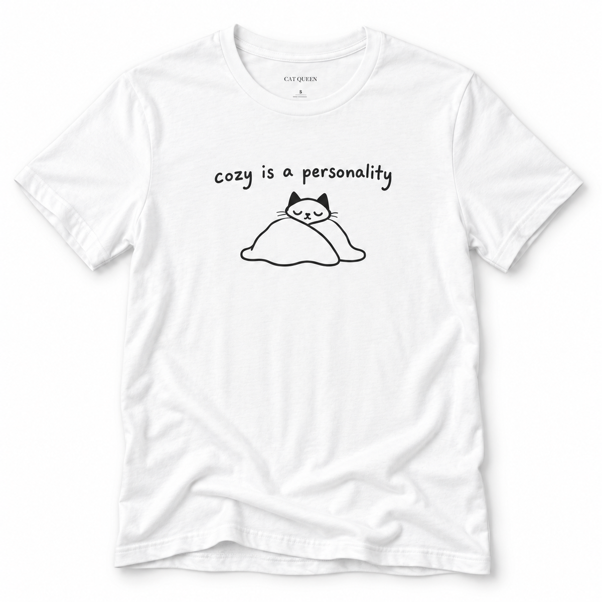Cozy Is a Personality cat T-shirt in White