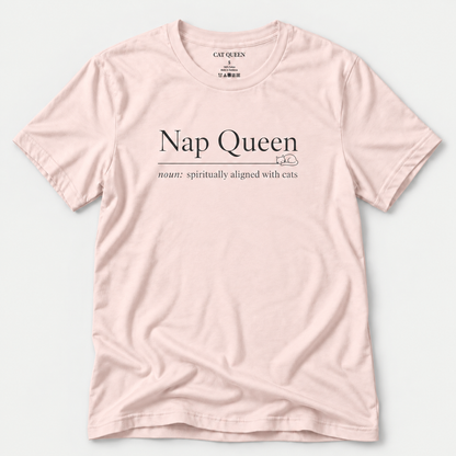 Nap Queen T-Shirt in Soft Pink with Nap Queen dictionary-style design.