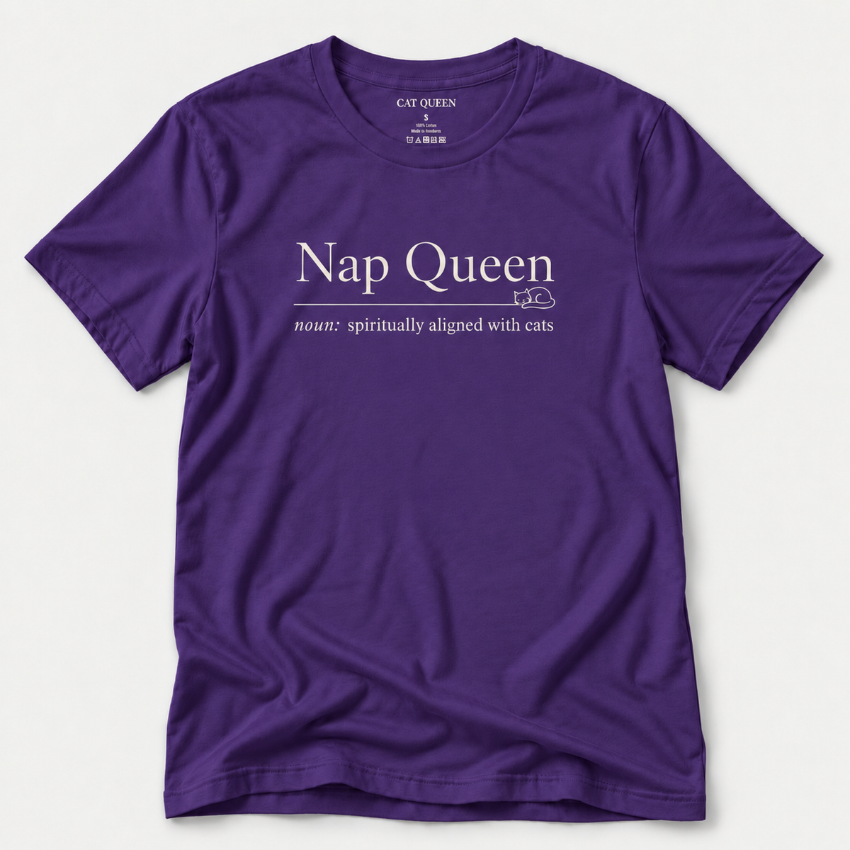 Nap Queen T-Shirt in Team Purple with Nap Queen dictionary-style design.